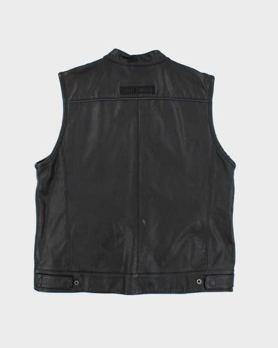 Vintage Harley Davidson Heavyweight Leather Biker Gilet - XL