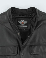 Vintage Harley Davidson Heavyweight Leather Biker Gilet - XL