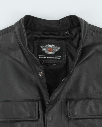 Vintage Harley Davidson Heavyweight Leather Biker Gilet - XL