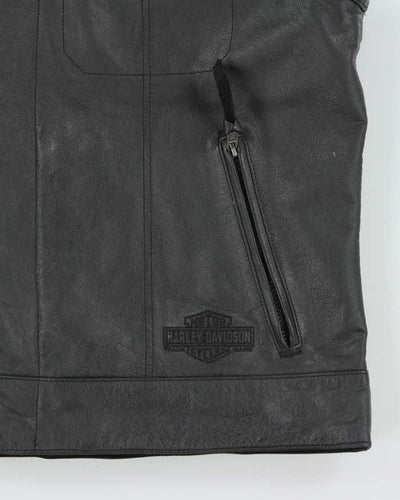 Vintage Harley Davidson Heavyweight Leather Biker Gilet - XL
