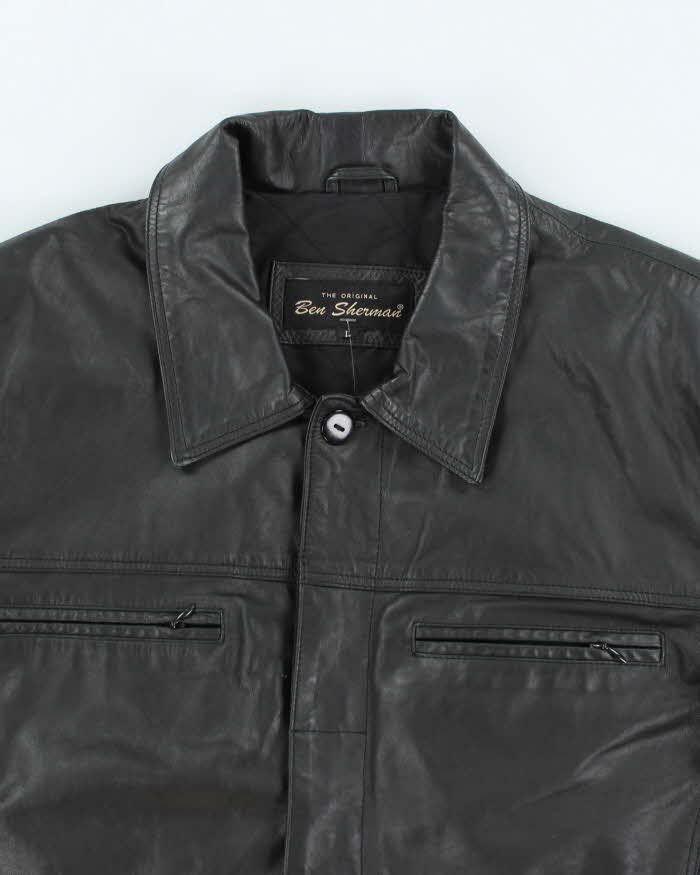 Vintage 90's Ben Sherman Button Up Leather Jacket - L