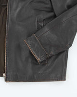 Vintage Y2K Hugo Boss Heavyweight Brown Leather Button Up Jacket - L