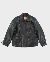 Vintage 90's Boys' Co Heavyweight Lined Zip Up Leather Jacket - L