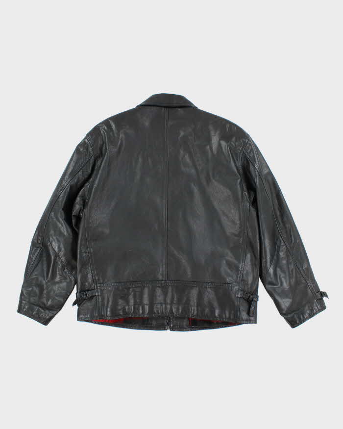 Vintage 90's Boys' Co Heavyweight Lined Zip Up Leather Jacket - L