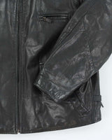Vintage 90's Boys' Co Heavyweight Lined Zip Up Leather Jacket - L