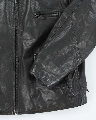 Vintage 90's Boys' Co Heavyweight Lined Zip Up Leather Jacket - L