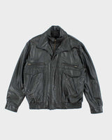 Vintage 90's Oversized Double Closing Leather Jacket - L