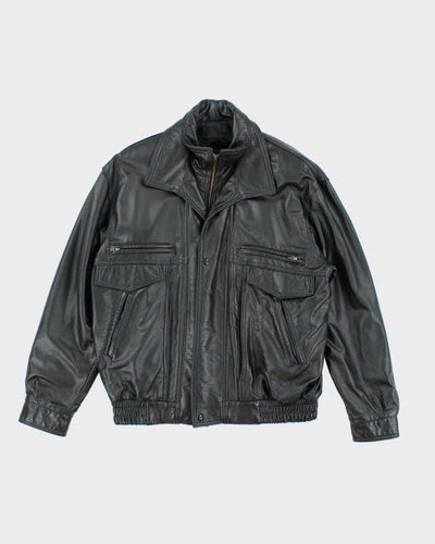 Vintage 90's Oversized Double Closing Leather Jacket - L