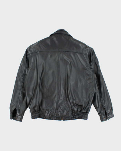 Vintage 90's Oversized Double Closing Leather Jacket - L
