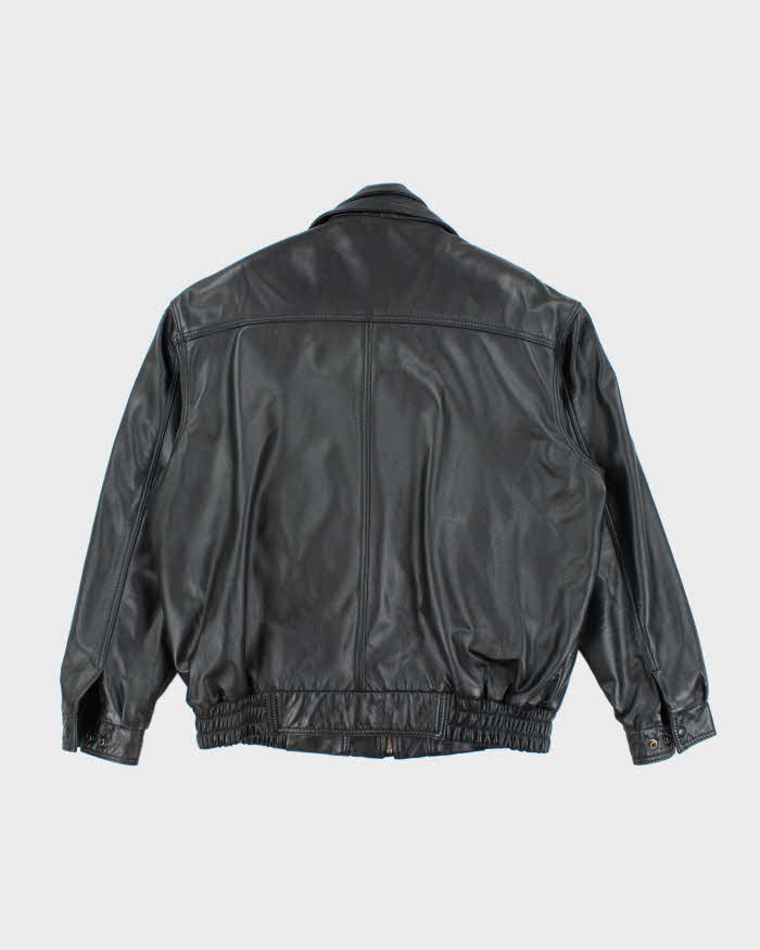 Vintage 90's Oversized Double Closing Leather Jacket - L
