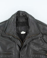 Vintage 90's Oversized Double Closing Leather Jacket - L