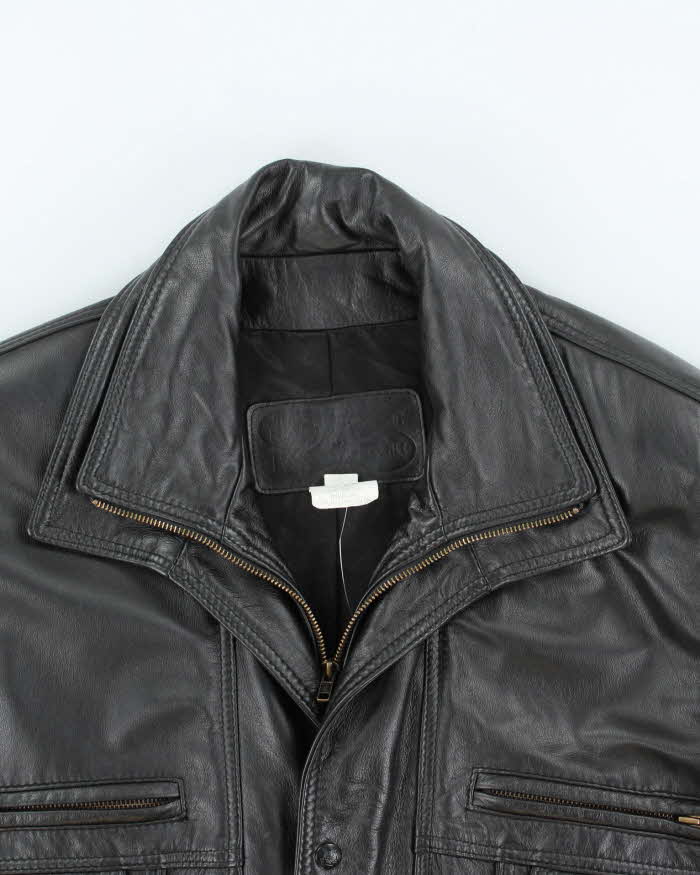 Vintage 90's Oversized Double Closing Leather Jacket - L