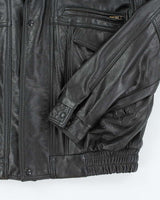 Vintage 90's Oversized Double Closing Leather Jacket - L