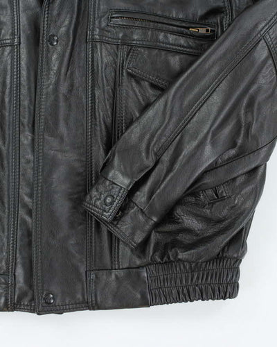 Vintage 90's Oversized Double Closing Leather Jacket - L