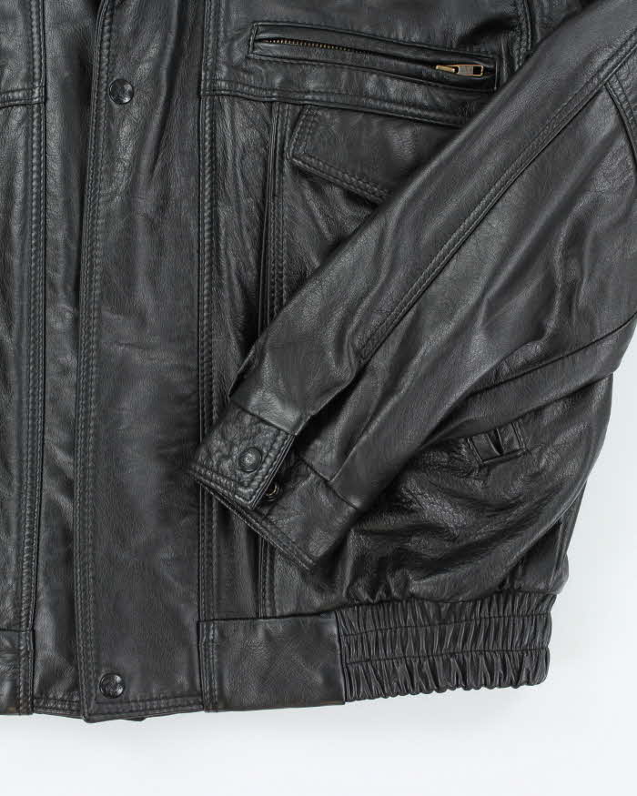 Vintage 90's Oversized Double Closing Leather Jacket - L