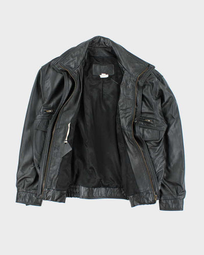 Vintage 90's Oversized Double Closing Leather Jacket - L