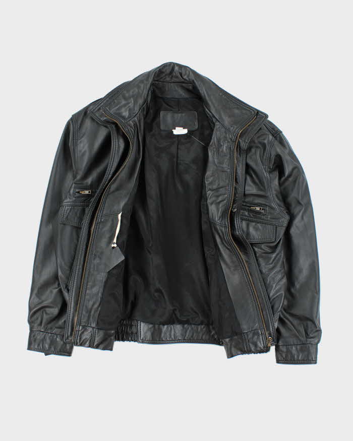 Vintage 90's Oversized Double Closing Leather Jacket - L