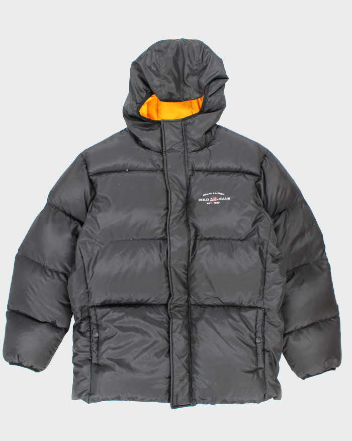Vintage 00s Ralph Lauren Polo Jeans Black Hooded Puffer Jacket - L