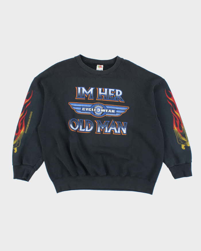 Vintage 90's Oversized Biker Graphic Print Sweatshirt - XXL