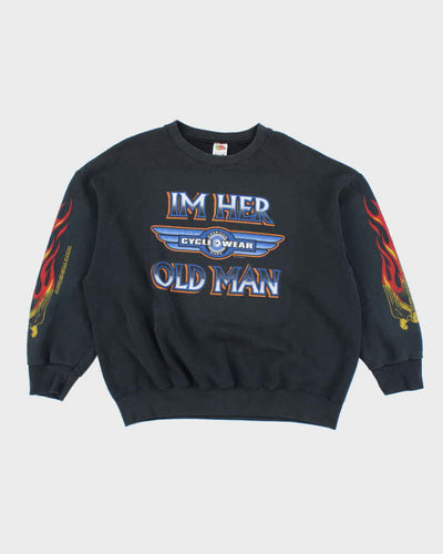 Vintage 90's Oversized Biker Graphic Print Sweatshirt - XXL