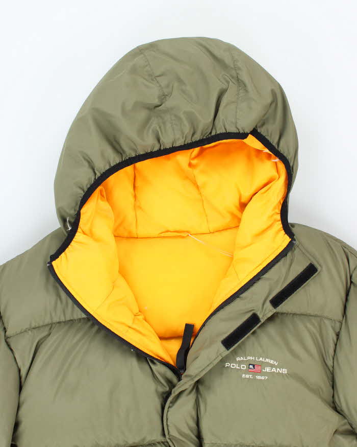 Vintage 00s Ralph Lauren Polo Jeans Green Hooded Puffer Jacket - XL