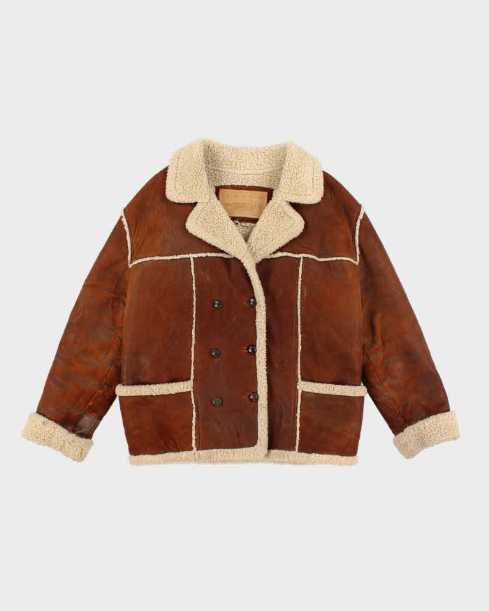 Vintage 90s 00s Guess Soft Leather Faux Shearling Jacket - M
