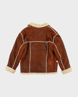 Vintage 90s 00s Guess Soft Leather Faux Shearling Jacket - M