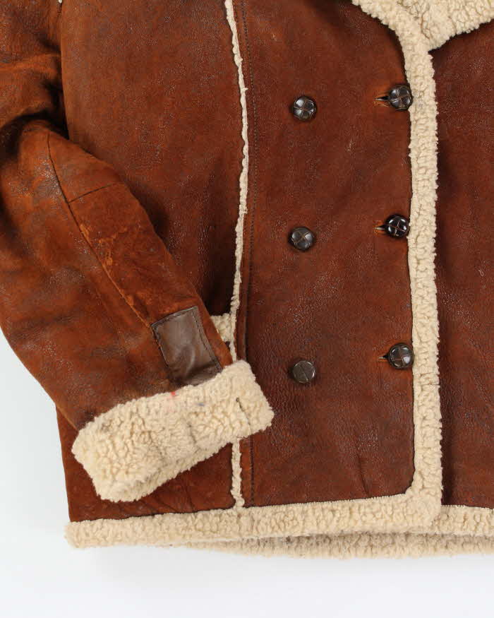 Vintage 90s 00s Guess Soft Leather Faux Shearling Jacket - M