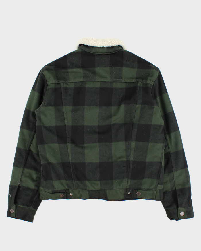 Levi's White Tab Plaid Green Sherpa Lined Trucker Jacket - M