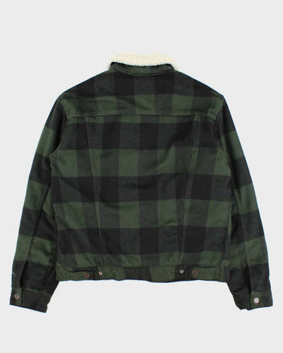 Levi's White Tab Plaid Green Sherpa Lined Trucker Jacket - M