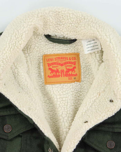 Levi's White Tab Plaid Green Sherpa Lined Trucker Jacket - M
