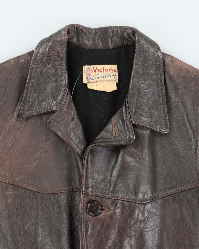 Vintage Victoria Leather Brown Jacket -M