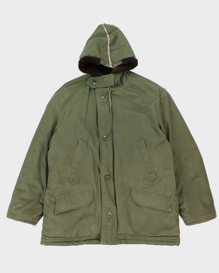 Vintage 70's Heavyweight Quilted Military Style Parka Jacket - L