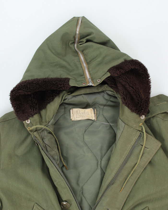 Vintage 70's Heavyweight Quilted Military Style Parka Jacket - L