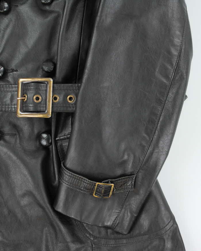 Vintage 70's Sears Heavyweight Insulated Belted Leather Trench Jacket - M