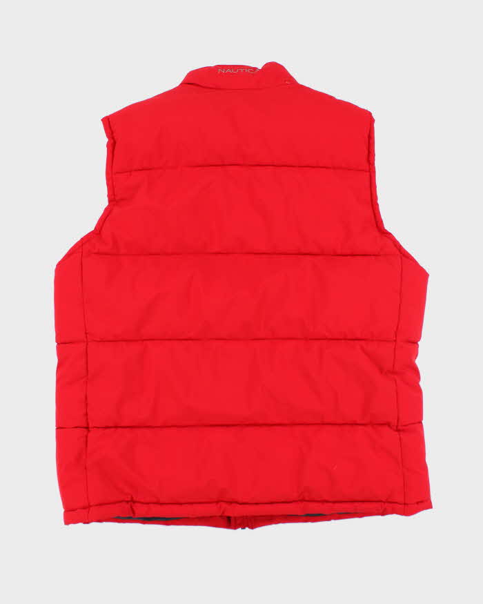 Vintage Nautica Red Puffer Gilet - XL