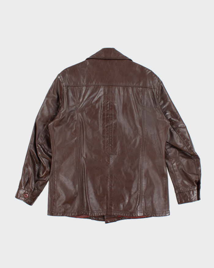 Vintage 70's Sears Heavyweight Button Up Leather Jacket - L