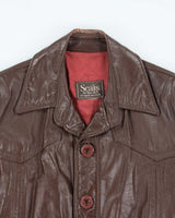 Vintage 70's Sears Heavyweight Button Up Leather Jacket - L