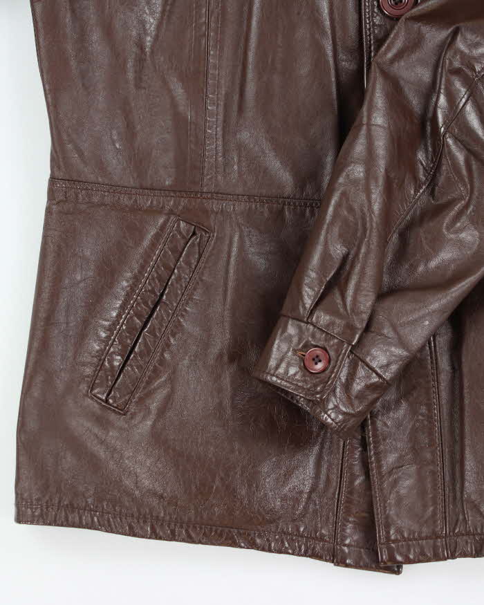 Vintage 70's Sears Heavyweight Button Up Leather Jacket - L