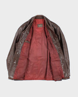 Vintage 70's Sears Heavyweight Button Up Leather Jacket - L