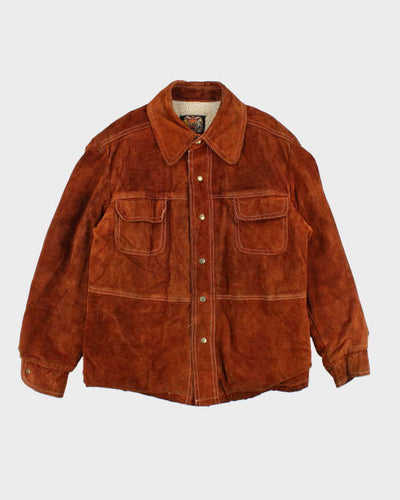 Vintage 70's Canadian Sherpa Lined Suede Snap Button Jacket - XL