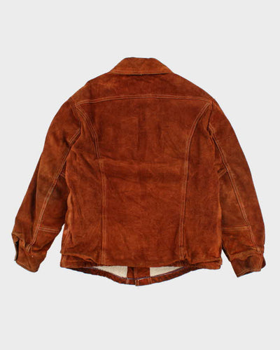 Vintage 70's Canadian Sherpa Lined Suede Snap Button Jacket - XL