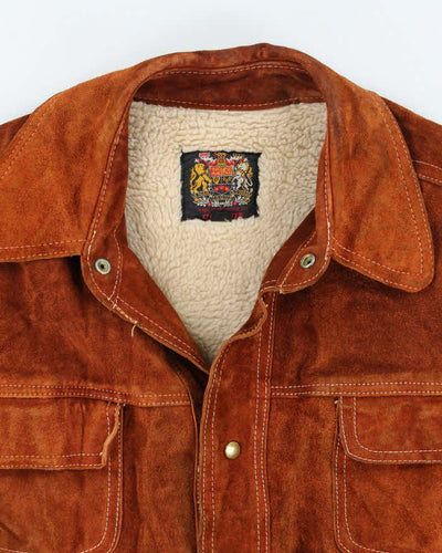 Vintage 70's Canadian Sherpa Lined Suede Snap Button Jacket - XL