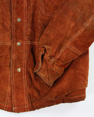 Vintage 70's Canadian Sherpa Lined Suede Snap Button Jacket - XL