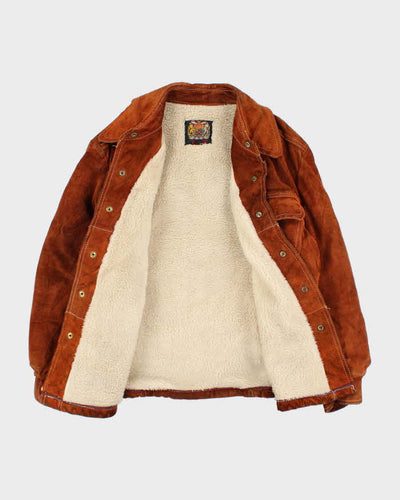 Vintage 70's Canadian Sherpa Lined Suede Snap Button Jacket - XL