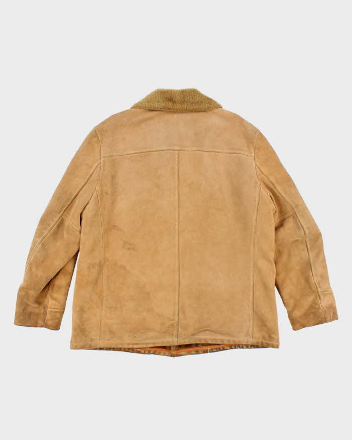Vintage 70's Sears Sherpa Lined Heavyweight Button Up Suede Jacket - L