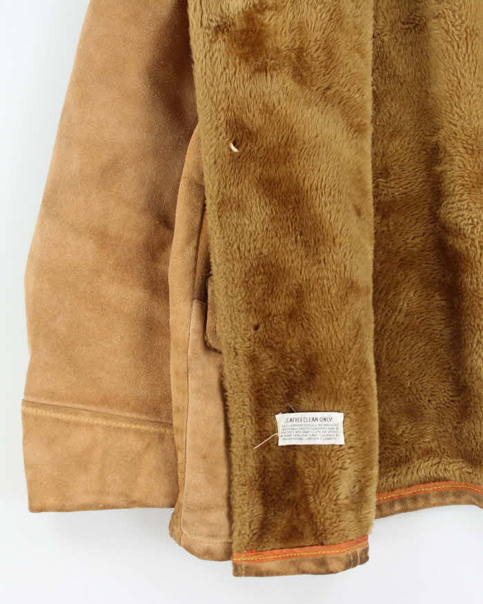 Vintage 70's Sears Sherpa Lined Heavyweight Button Up Suede Jacket - L
