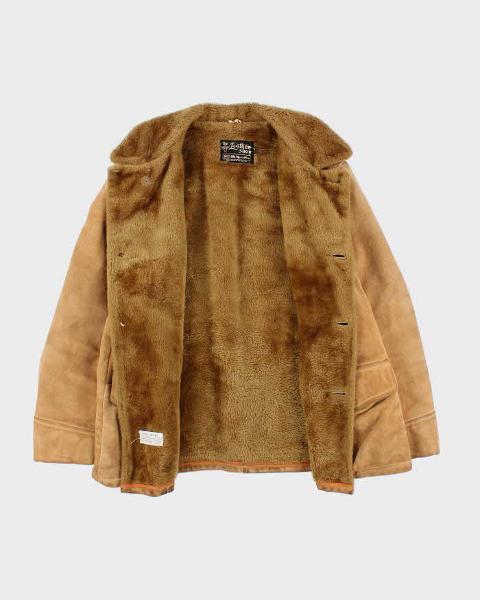 Vintage 70's Sears Sherpa Lined Heavyweight Button Up Suede Jacket - L