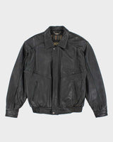 Vintage Danier Black Leather Bomber Jacket - S