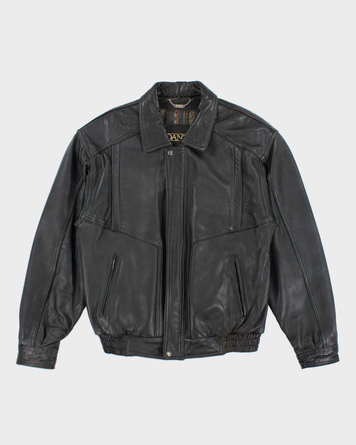 Vintage Danier Black Leather Bomber Jacket - S